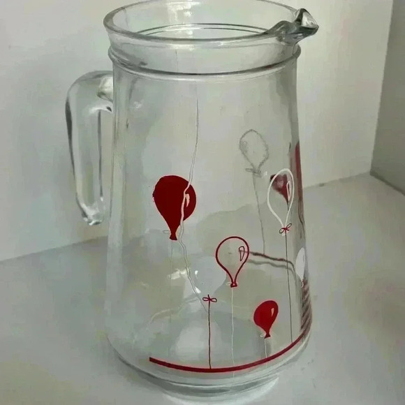 Vintage 70s Collectable Nutella Balloon Design Glass Pitcher and  Tumblers Set - Picture 12 of 14